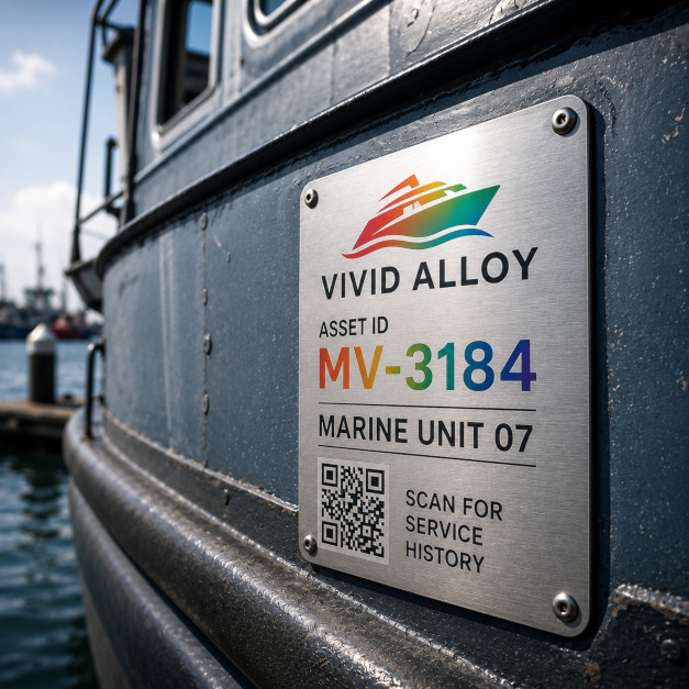 Vivid Alloy asset tag on a mining haul truck
